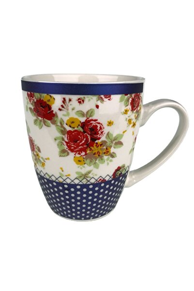 OEM Cana cu flori, ceramica, 8X10 cm, Albastru