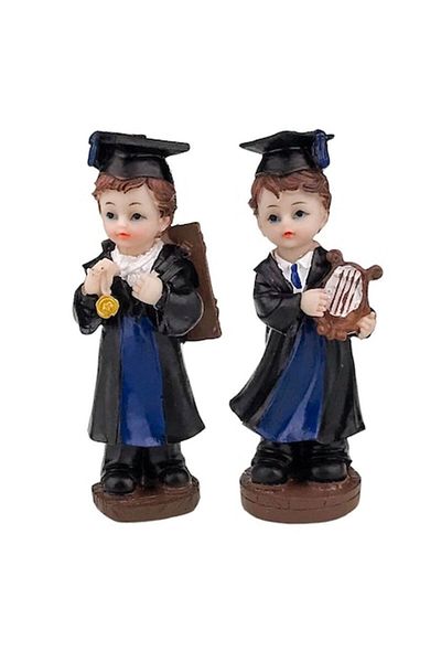 OEM Set 2 decoratiuni, absolventi cu instrumente muzicale, rasina, multicolor, 5x16 cm, M2