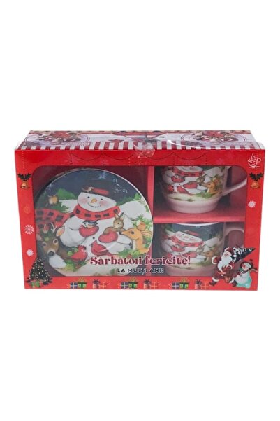 OEM Set from ceramic consisting of two cups with plates with Christmas images, 24x15 cm M4