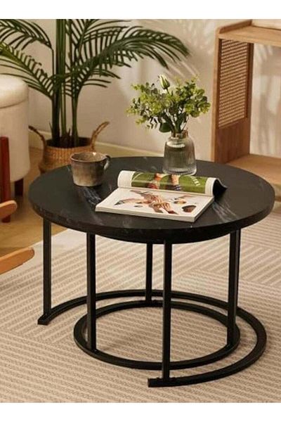 AGD Black Nesting Coffee Table Set of 2