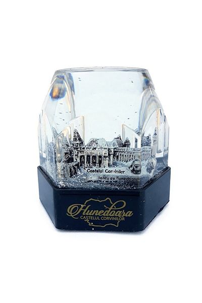 OEM Glob din plastic, cu baterie, cu Castelul Corvinilor, 8x8 cm