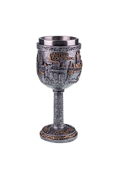 OEM Resin Goblet with Metal Interior Featuring Castles of Romania 8x19 cm