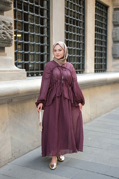 LOCCO Women's Skirt Kimono Set Burgundy
