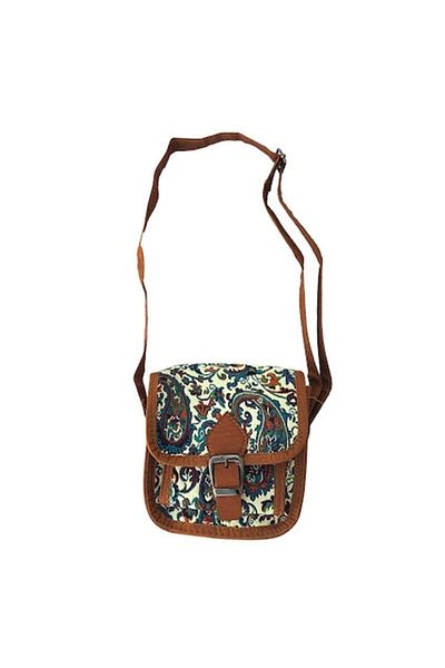 OEM Geantă pătrată din material textil cu cataramă și model floral, 16x17 cm