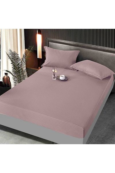 JOJO HOME Husa de pat, cu elastic, Jojo Home, Damasc, 2 persoane, Uni, 160x200cm, Lila