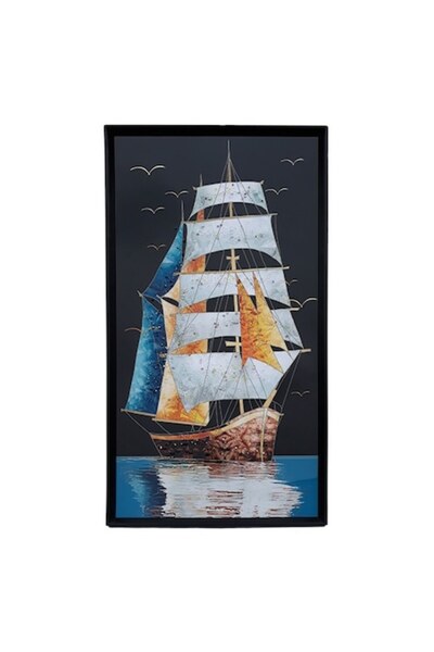 OEM Tablou cu rama din plastic cu aplicatii de pietricele colorate, 83x43cm, M9