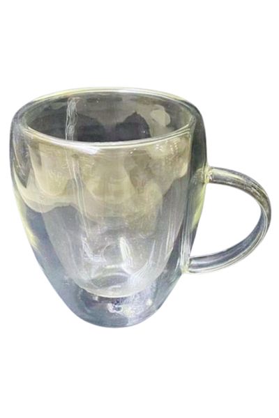 OEM Cană de sticlă cu perete dublu, 350 ml transparentă
