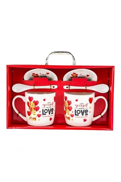 OEM Set de două cești ceramice cu baloane în formă de inimă