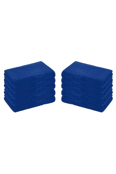 OEM Set 10 towels for bath, Cotton, Greek Border, 500g/m², 70x140cm, Navy Blue