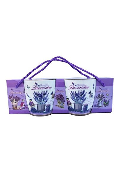 OEM Set de 2 căni ceramice cu lavandă, în cutie, 150ml, Model4