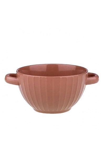 OEM Bol ceramic cu dungi și două mânere - 14X8 cm