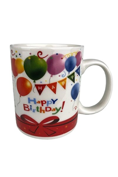 OEM Cana cu lingurita, Happy Birthday, ceramica, 200 ml, 8X9 cm, M4