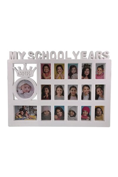 OEM Plastic Collage Photo Frame with "My School Years" Text, White, 35x26 cm