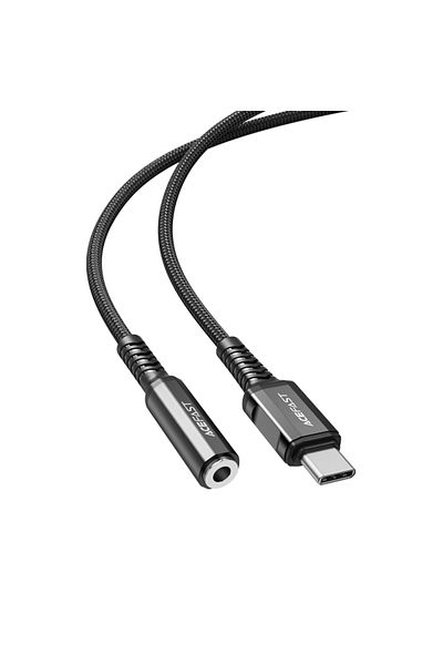Acefast Przejściówka adapter do słuchawek audio AUX USB-C na 3.5mm mini jack 18cm czarny