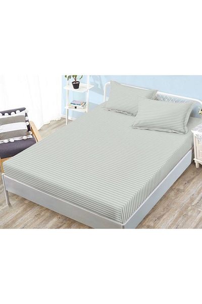 OEM Bed sheet and 2 pillowcases with elastic, Sonia-Home, Damask, 1 person, Uni, 140x200cm, Light Gray