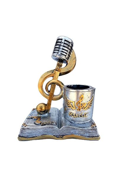 OEM Silver Resin Pen Holder with Treble Clef, 16x20cm