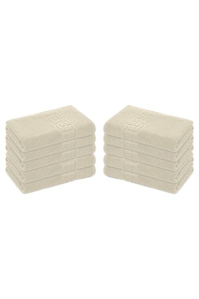 OEM Set 10 Bath Towels, Cotton, Greek Border, 500g/m², 70x140cm, Ivory