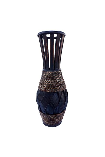 OEM Rattan Vase with Woven Details and Rope, 44cm