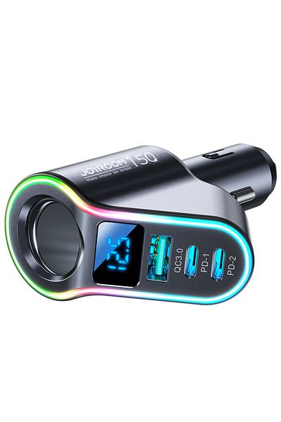 Joyroom Încărcător auto rapid 4 în 1 USB-A 2x USB-C PD 150W Negru