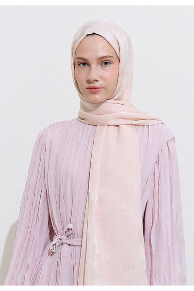 Freshscarfs Nori Silky Jacquard Shawl Soft Pink