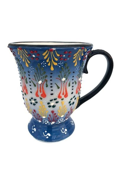 OEM Cană ceramică cu mâner și model floral, albastră, 10x12 cm