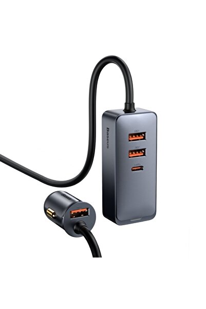 Baseus Ładowarka samochodowa rozdzielacz 3x USB + USB-C 120W PPS QC PD szary