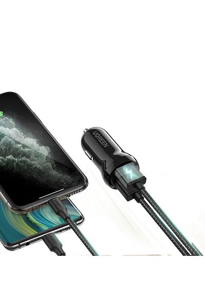 Ugreen Încărcător auto 2x USB 24W 4.8A negru