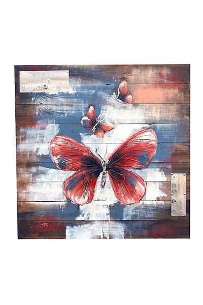 OEM Pictură din lemn cu fluturi 3D, 82x82cm