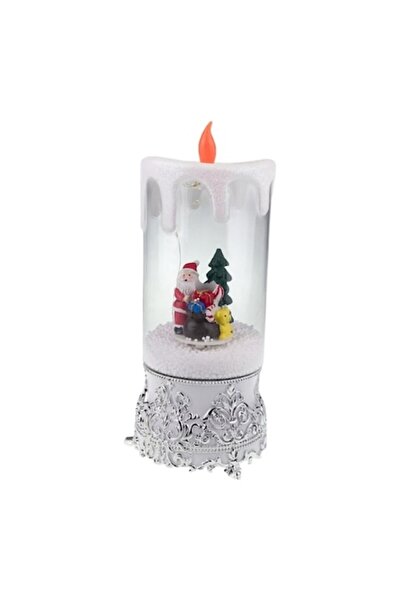 OEM Пластмасова свещ с коледна фигурка, LED и батерия, 12x28см, M4