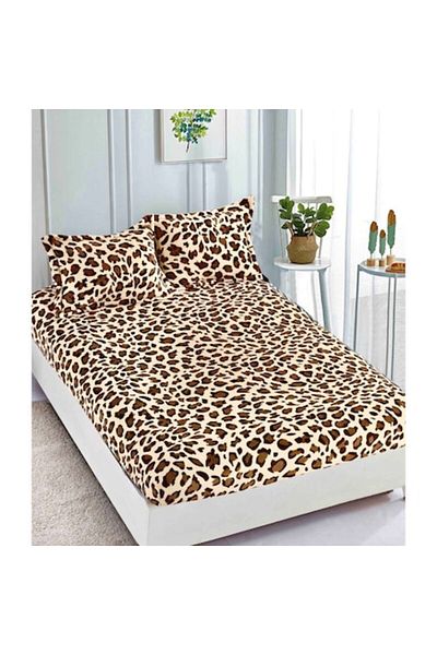JOJO HOME Husa de pat si 2 fete de perna, Jojo Home, Cocolino, 2 persoane, 3 piese, Imprimeu Animal Print, 180