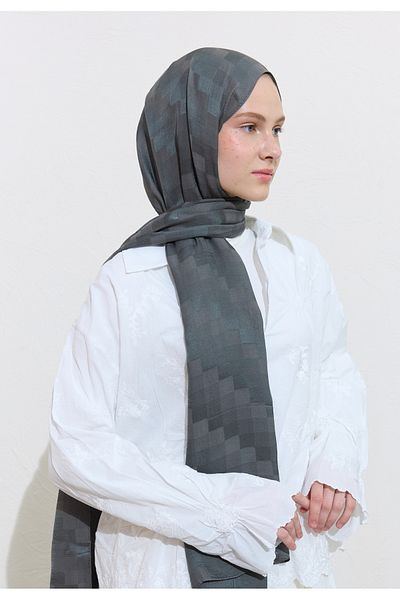 Freshscarfs Nori Silky Jacquard Shawl Smoked