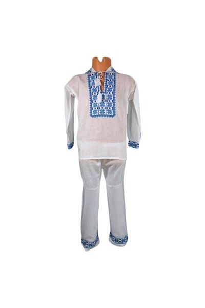 OEM Ținută tradițională pentru băieți cu broderie geometrică albastră, 8 ani