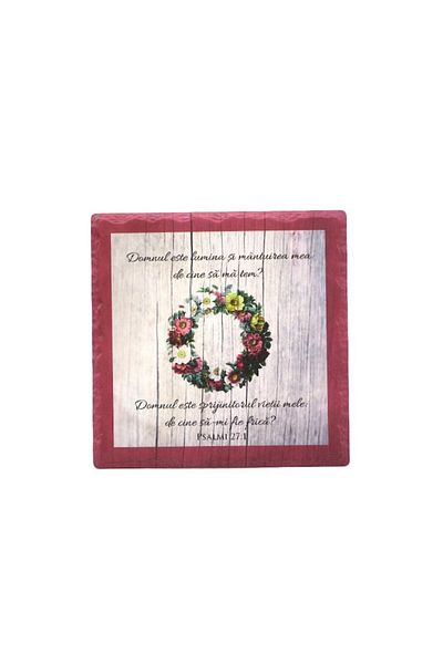 OEM Ceramic pot stand with cork backing, Biblical inscriptions, M3, 20x20 cm