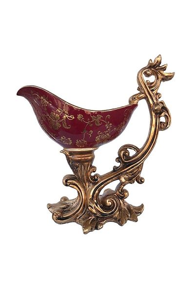 OEM Fructiera din rasina cu model floral, toarte si picior, 32x33 cm