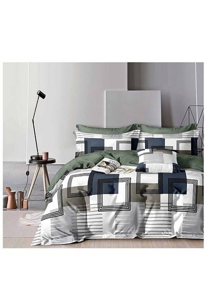 OEM Double Bed Linen, 6 Pieces, 2 Persons, 180x200 cm, Checkered Print, Multicolor
