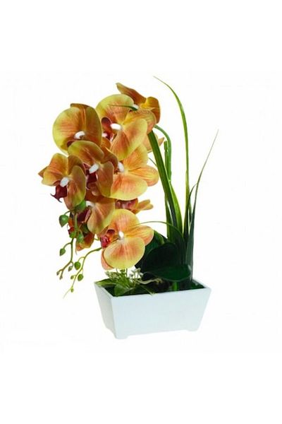 OEM Artificial Orchid in Pot, PVC/Ceramic, 16x10x37 cm Orange