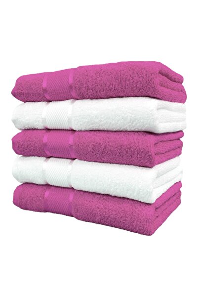 OEM Set 5 prosoape de baie, Bumbac, 400g/m², 70x135cm, Lila-Alb