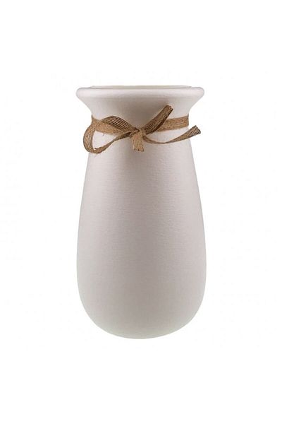 OEM Vază din plastic cu panglică 13x25 cm bej