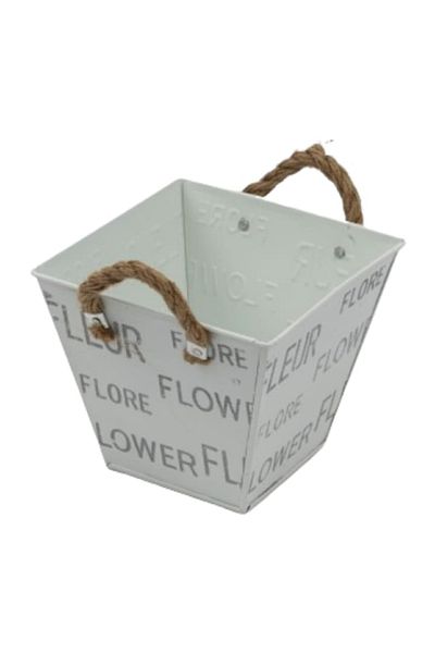 OEM Ghiveci metalic în formă de găleată, 12x8x11 cm, verde