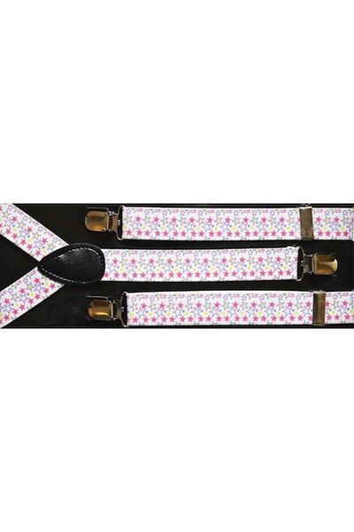 OEM Bretele Unisex, Model Y, Inchizatori Metalice, 25 mm, Imprimeu Stelute, Multicolor