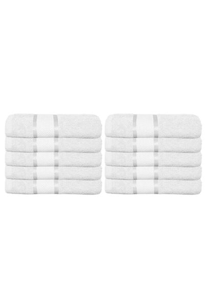 OEM Set 10 Bath Towels, Cotton, Solid Color, 400g/m², 70x140cm, White