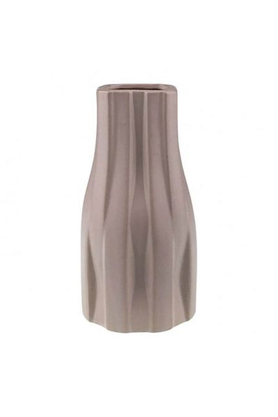 OEM Vază ceramică cu dungi, 10x20 cm bej