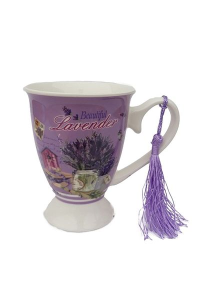 OEM Cană ceramică cu lavandă și șnur, ambalată în cutie de tablă, 200 ml