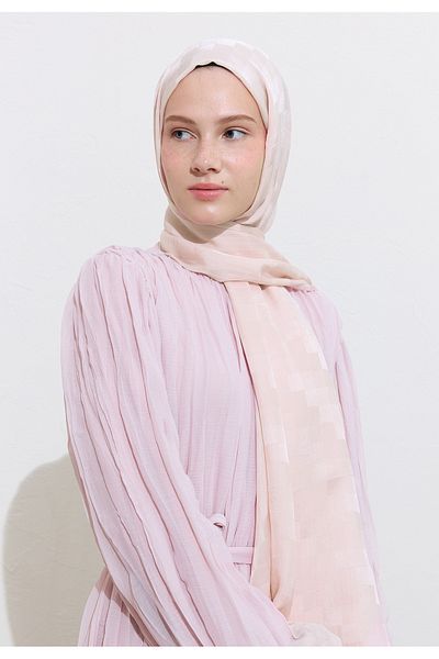 Freshscarfs Nori Silky Jacquard Shawl Soft Pink