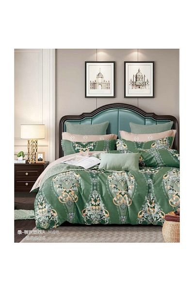 OEM Bed Linen Set, Elegant Print, 4 Pieces, For 2 People, 230x250cm, Cotton, Multicolor