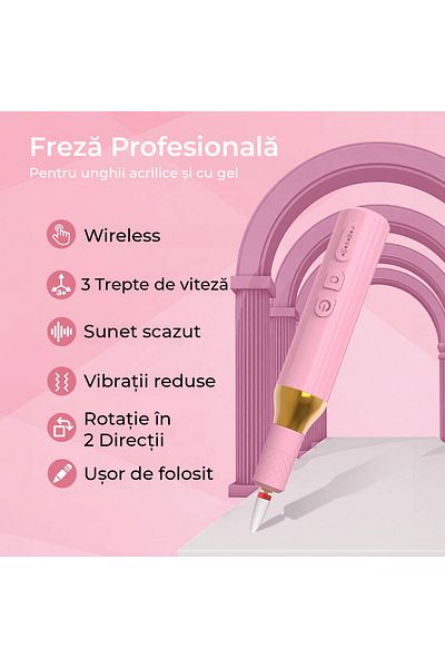 Elindor Pilă de unghii fără fir, 18.000 RPM, 3 viteze, violet