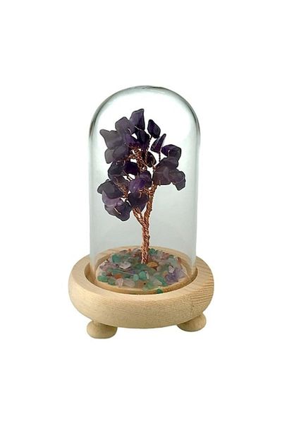 OEM Decoratiune pomisor in cupola, cu pietre de adventurin, 8x14 cm, mov-multicolor
