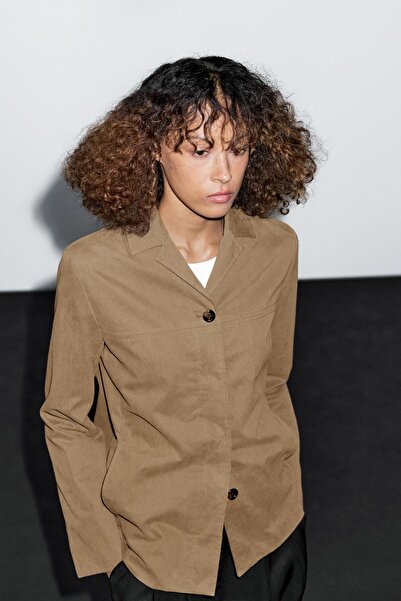 Massimo Dutti Düğme detaylı pamuklu blazer