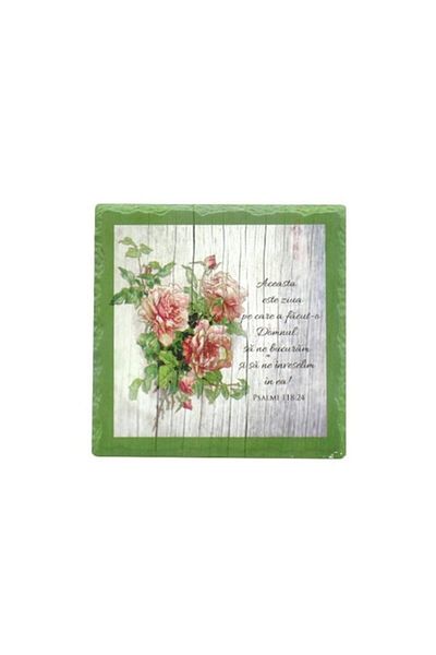 OEM Ceramic trivet with cork backing, inscribed with biblical verses, M1, 20X20 cm