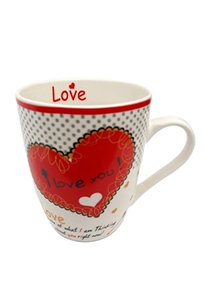 OEM Κεραμική κούπα με καρδιά και μήνυμα αγάπης, M3, 8x11 εκ.
